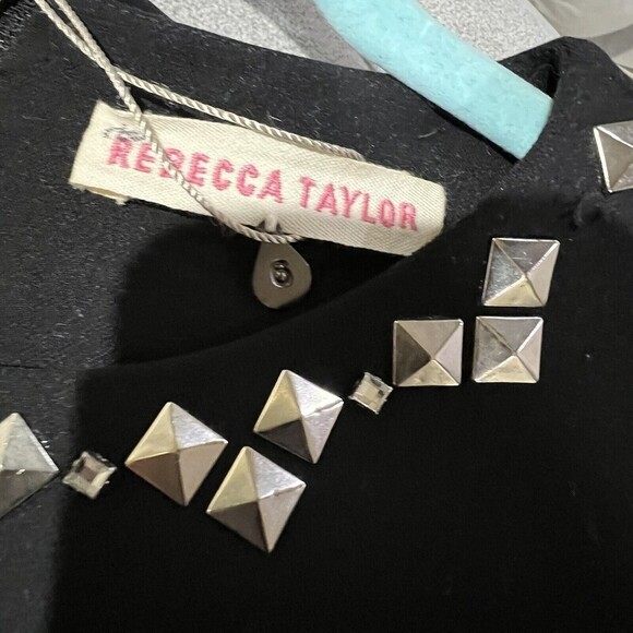 NWT Rebecca Taylor Two-Tone Crepe Colorblock Embellished Mini Black Dress - Picture 8 of 11